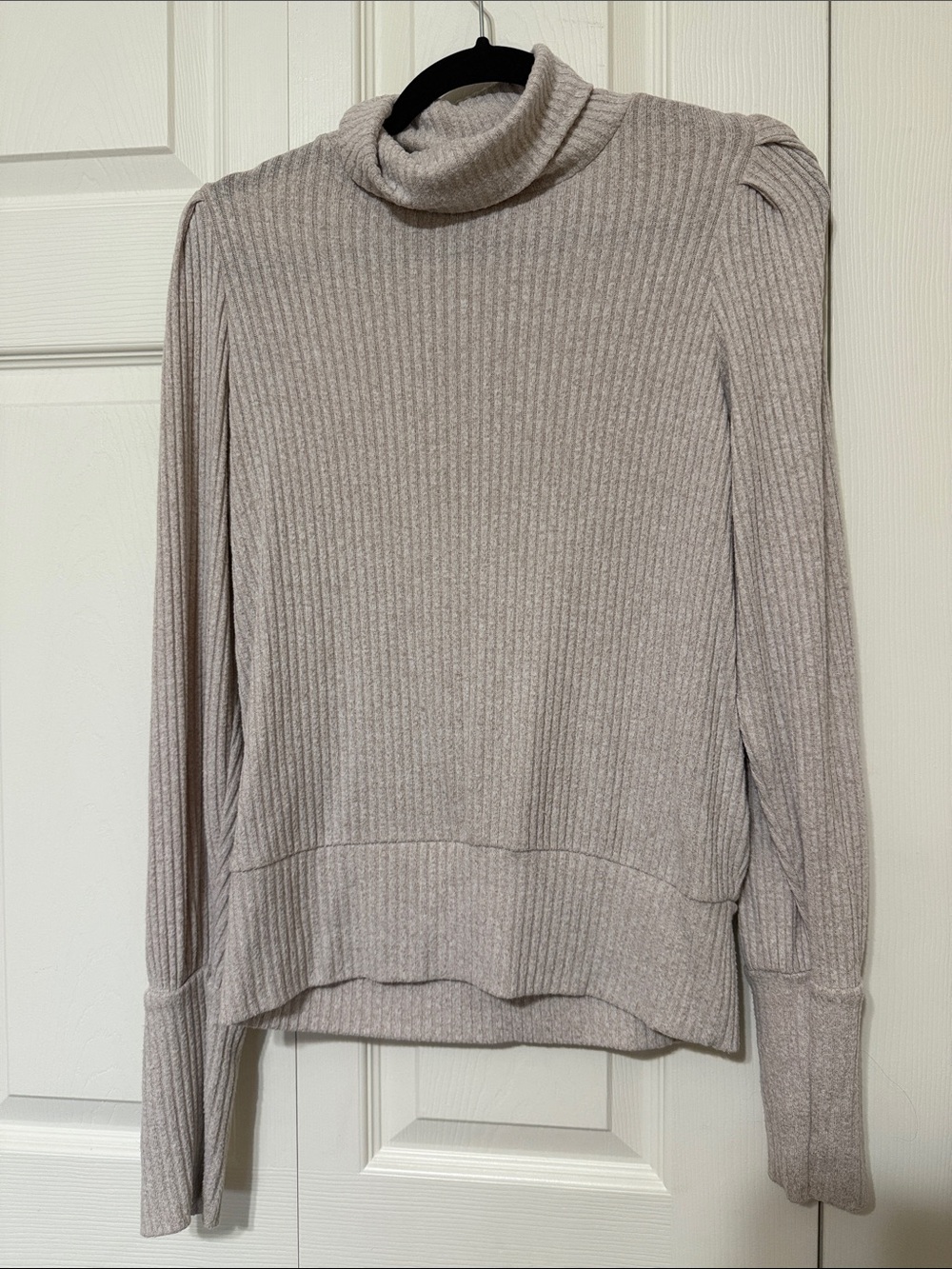 Forever 21 Ribbed Cowl Neck Sweater - Light Taupe